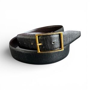 Vintage Black Brown Leather Belt Reversible‎ Dress Belt Business Casual Mens 34
